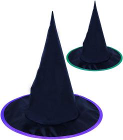 KARNEVAL Klobouk čaroděj černý 2 barvy špičatý (karnevalový doplněk) KARNEVAL Klobouk čaroděj černý 2 barvy špičatý (karnevalový doplněk)