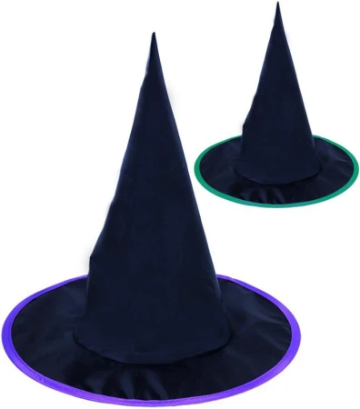KARNEVAL Klobouk čaroděj černý 2 barvy špičatý (karnevalový doplněk)