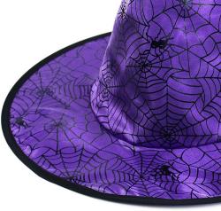 KARNEVAL Klobouk čaroděj fialový pavučina dětský (karnevalový doplněk)