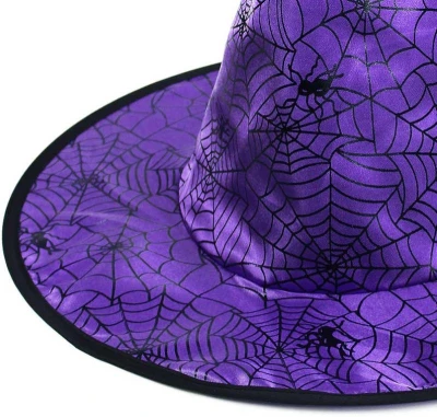 KARNEVAL Klobouk čaroděj fialový pavučina dětský (karnevalový doplněk)