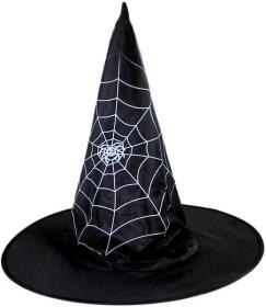 KARNEVAL Klobouk Čaroděj s pavučinou (karnevalový doplněk)
