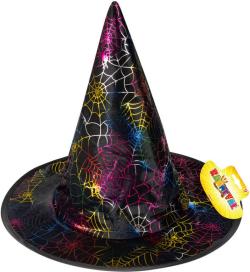 KARNEVAL Klobouk čarodějnice pavučina černý (karnevalový doplněk)
