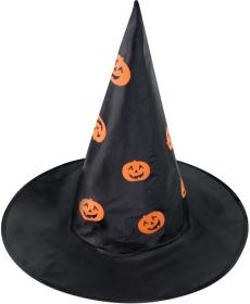 KARNEVAL Klobouk čarodějnický dýně černý (karnevalový doplněk)
