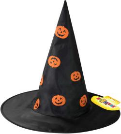 KARNEVAL Klobouk čarodějnický dýně černý (karnevalový doplněk)