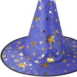 KARNEVAL Klobouk čarodějnický hvězdičky modrý (karnevalový doplněk)