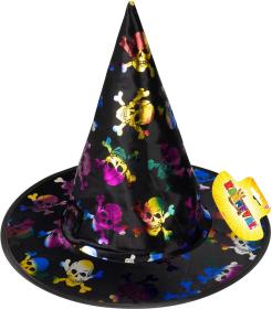 KARNEVAL Klobouk čarodějnický lebky (karnevalový doplněk)