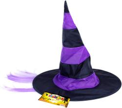 KARNEVAL Klobouk čarodějnický s fialovými vlasy (karnevalový doplněk)