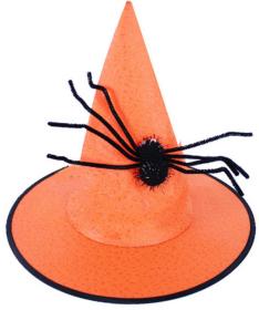 KARNEVAL Klobouk čarodějnický s pavoukem (karnevalový doplněk)