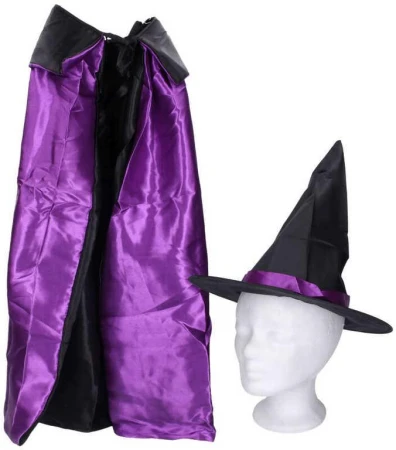 KARNEVAL Klobouk čarodějnický set s pláštěm 2 barvy (karnevalový doplněk)