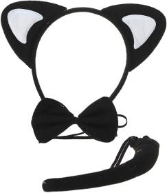 KARNEVAL Kočka set čelenka, ocas, motýlek (karnevalový doplněk)