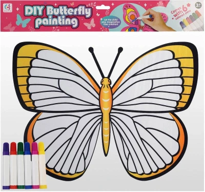 KARNEVAL Křídla motýlí na záda kreativní set s 6 fixy k vybarvení