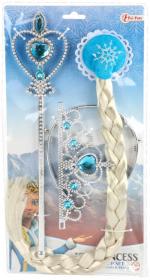 KARNEVAL Ledová princezna set s copem 4ks (karnevalový doplněk)