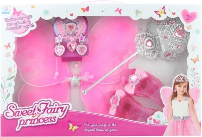 KARNEVAL Malá princezna set křídla s korunkou a doplňky v krabici
