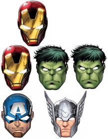 KARNEVAL Maska Avengers 23cm set 6ks (karnevalový doplněk)