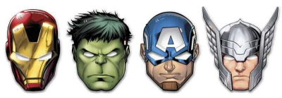 KARNEVAL Maska Avengers 23cm set 6ks (karnevalový doplněk)