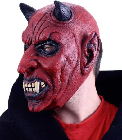 KARNEVAL Maska celoobličejová čert s ušima latex (karnevalový doplněk)