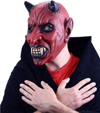 KARNEVAL Maska celoobličejová čert s ušima latex (karnevalový doplněk)