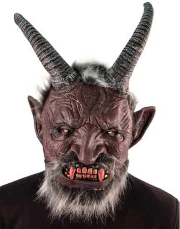 KARNEVAL Maska čert Belzebub s vlasy a vousy (karnevalový doplněk)