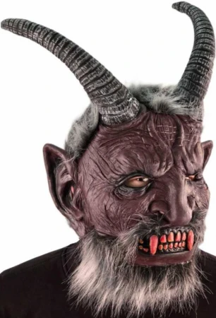 KARNEVAL Maska čert Belzebub s vlasy a vousy (karnevalový doplněk)