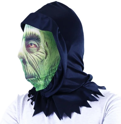 KARNEVAL Maska zelená textilní halloween (karnevalový doplněk)