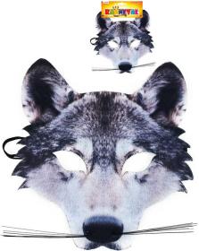 KARNEVAL Maska zvířecí Vlk dětská látková škraboška (karnevalový doplněk)