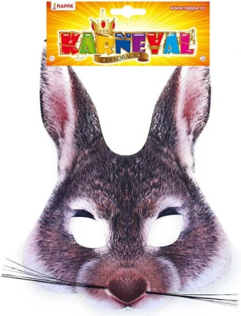KARNEVAL Maska zvířecí Zajíc dětská látková škraboška (karnevalový doplněk)