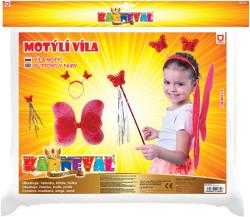 KARNEVAL Motýlí křídla s čelenkou a hůlkou červená (karnevalový doplněk)