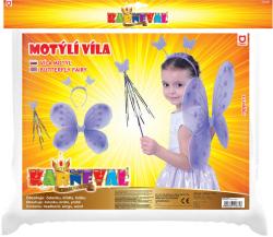 KARNEVAL Motýlí křídla s čelenkou a hůlkou fialová (karnevalový doplněk)