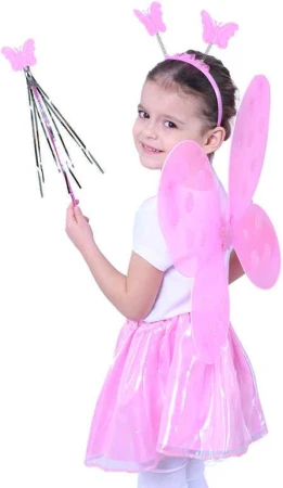 KARNEVAL Motýlí křídla s čelenkou a hůlkou růžová I. (karnevalový doplněk) KARNEVAL Motýlí křídla s čelenkou a hůlkou růžová I. (karnevalový doplněk)
