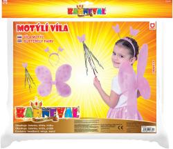 KARNEVAL Motýlí křídla s čelenkou a hůlkou růžová I. (karnevalový doplněk)