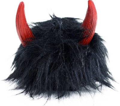 KARNEVAL Paruka čert s rohy černé vlasy (karnevalový doplněk)