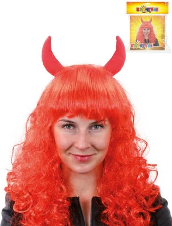 KARNEVAL Paruka čertice s rohy červená (karnevalový doplněk)