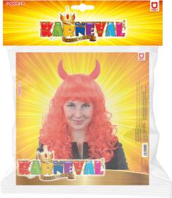 KARNEVAL Paruka čertice s rohy červená (karnevalový doplněk)