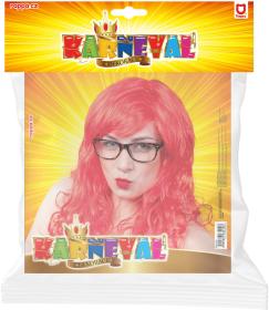 KARNEVAL Paruka červená dospělá dlouhé vlasy (karnevalový doplněk)