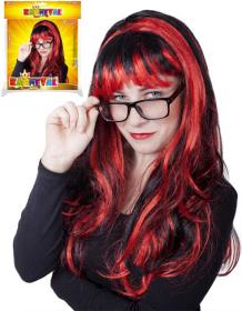 KARNEVAL Paruka červenočerná dospělá (karnevalový doplněk) KARNEVAL Paruka červenočerná dospělá (karnevalový doplněk)