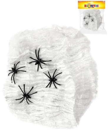 KARNEVAL Pavoučí síť bílá se 4 pavouky 3cm Halloween party dekorace KARNEVAL Pavoučí síť bílá se 4 pavouky 3cm Halloween party dekorace