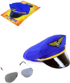 KARNEVAL Pilot sada čepice + brýle dospělý (karnevalový doplněk)