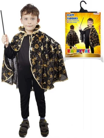 KARNEVAL Plášť čarodějnický černý motiv halloween (3-10 let) KOSTÝM KARNEVAL Plášť čarodějnický černý motiv halloween (3-10 let) KOSTÝM