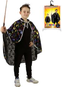KARNEVAL Plášť čerodějnický černý lebky halloween KOSTÝM
