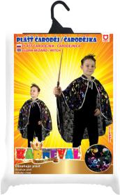 KARNEVAL Plášť čerodějnický černý lebky halloween KOSTÝM
