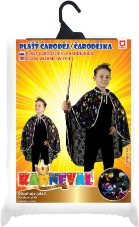 KARNEVAL Plášť čerodějnický černý lebky halloween KOSTÝM