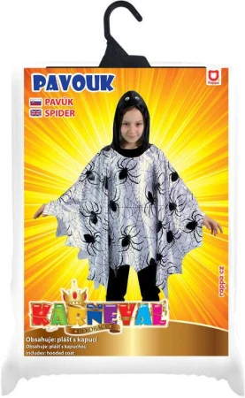 KARNEVAL Plášť pavouk s kapucí (104-150cm) 3-10 let KOSTÝM