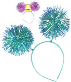 KARNEVAL Pom-pom čelenka s třásněmi 2 barvy (karnevalový doplněk)