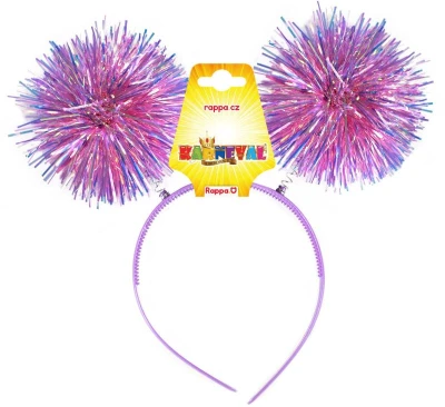 KARNEVAL Pom-pom čelenka s třásněmi 2 barvy (karnevalový doplněk)