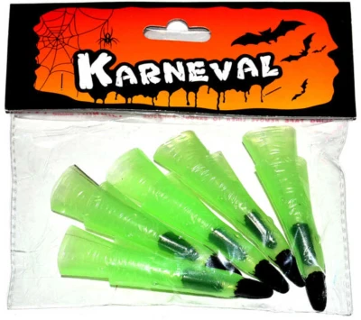 KARNEVAL Prsty čarodějnické zelené set 10ks (karnevalový doplněk)