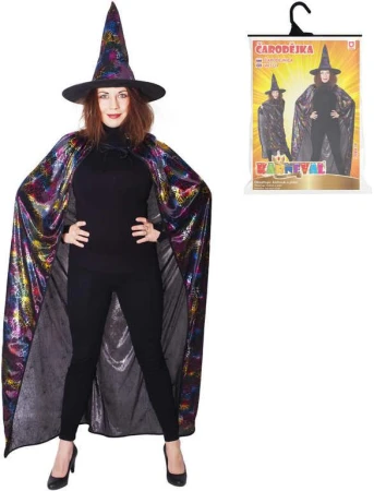 KARNEVAL Šaty čaroděj pavučina set s kloboukem dospělý KOSTÝM KARNEVAL Šaty čaroděj pavučina set s kloboukem dospělý KOSTÝM