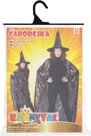 KARNEVAL Šaty čaroděj pavučina set s kloboukem dospělý KOSTÝM