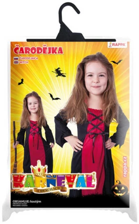 KARNEVAL Šaty Čarodějnice bordó vel. M (116-128 cm) 6-8 let KOSTÝM