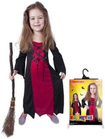 KARNEVAL Šaty Čarodějnice bordó vel. S (110-120cm) 4-6 let KOSTÝM