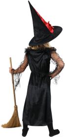 KARNEVAL Šaty čarodějnice černo/červené vel. M (120-130cm) 6-8 let KOSTÝM